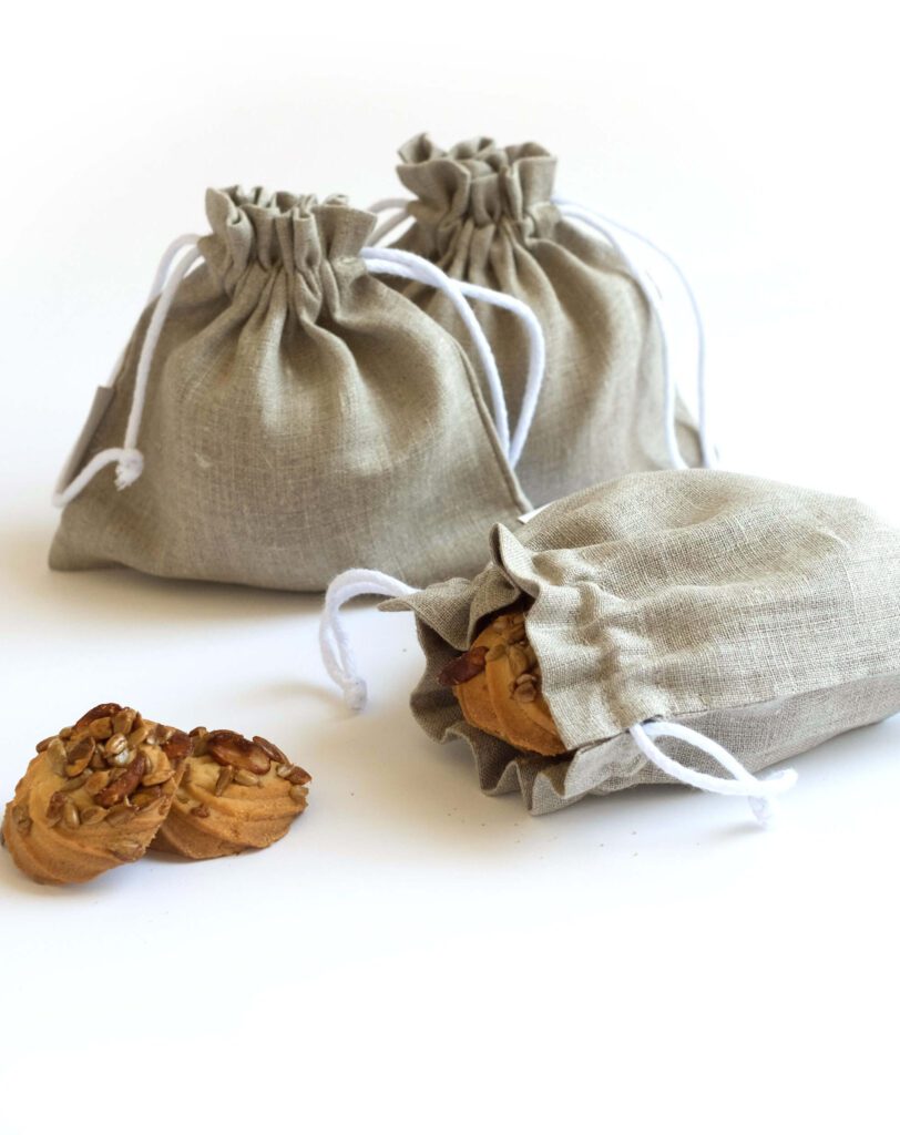 Neutral linen bread bag