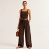 Loose Fit pull up pants linen set