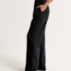 Linen Loose Fit PUll up pants black