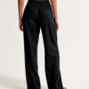 Linen Loose Fit PUll up pants black