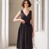 Linen sleeveless wrap dress