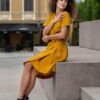 Linen sleeveless wrap dress