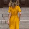 Linen sleeveless wrap dress
