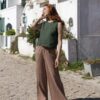 Brown linen elastic waist pull on pants made in South Africa