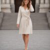 Short Wrap Dress Long Sleeve Made In South Africa Oatmeal