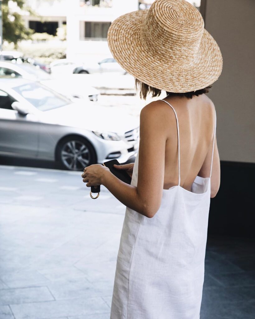 Linen shift dress for petite figure