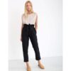 Linen Paperbag Pants With Elastic Waist