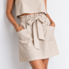 Square neck linen top with paper bag skirt mini in oatmeal Made In South Africa