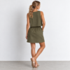 Square neck linen top with paper bag skirt mini in Olive Green Made In South Africa