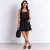 Square neck linen top with paper bag skirt in black Made In South Africa