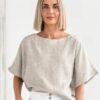 Linen Dolman Round Neck Top