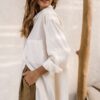 Linen Paper-bag Shorts With Elastic Waist Olive