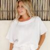 Linen Dolman Round Neck Top