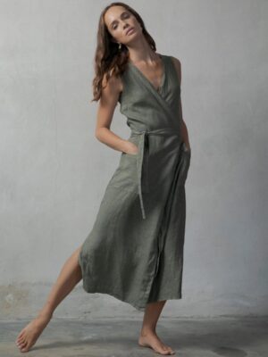 Linen Wrap dress Maxi
