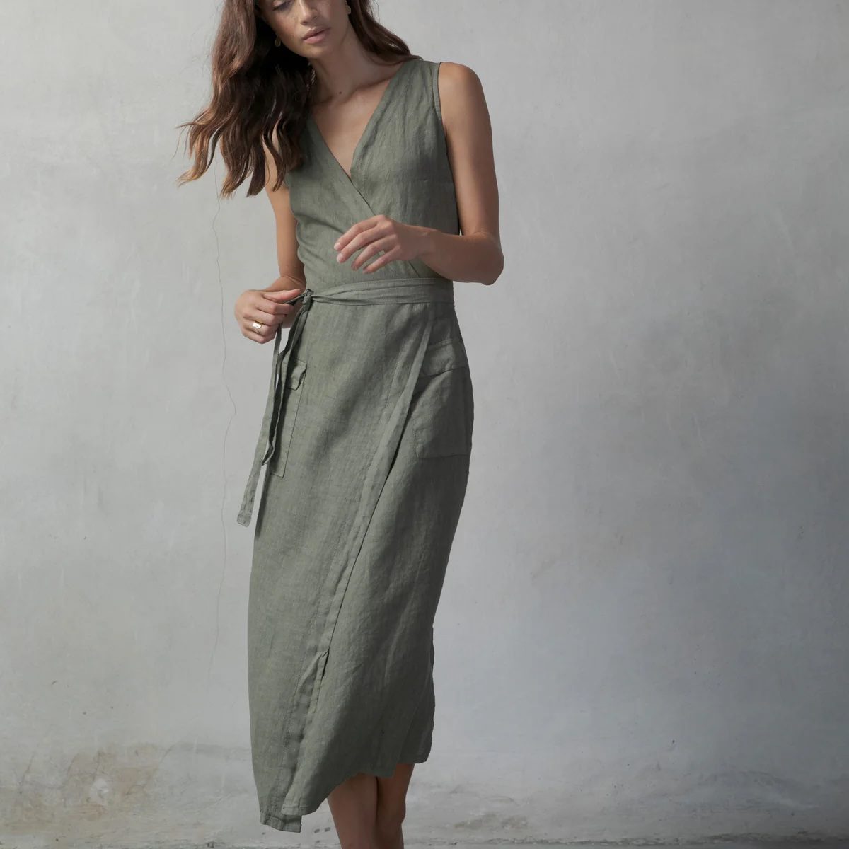 Linen Wrap dress Maxi