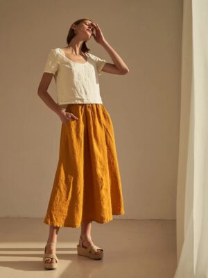 Linen High waist skirt elastic waist made in South Africa