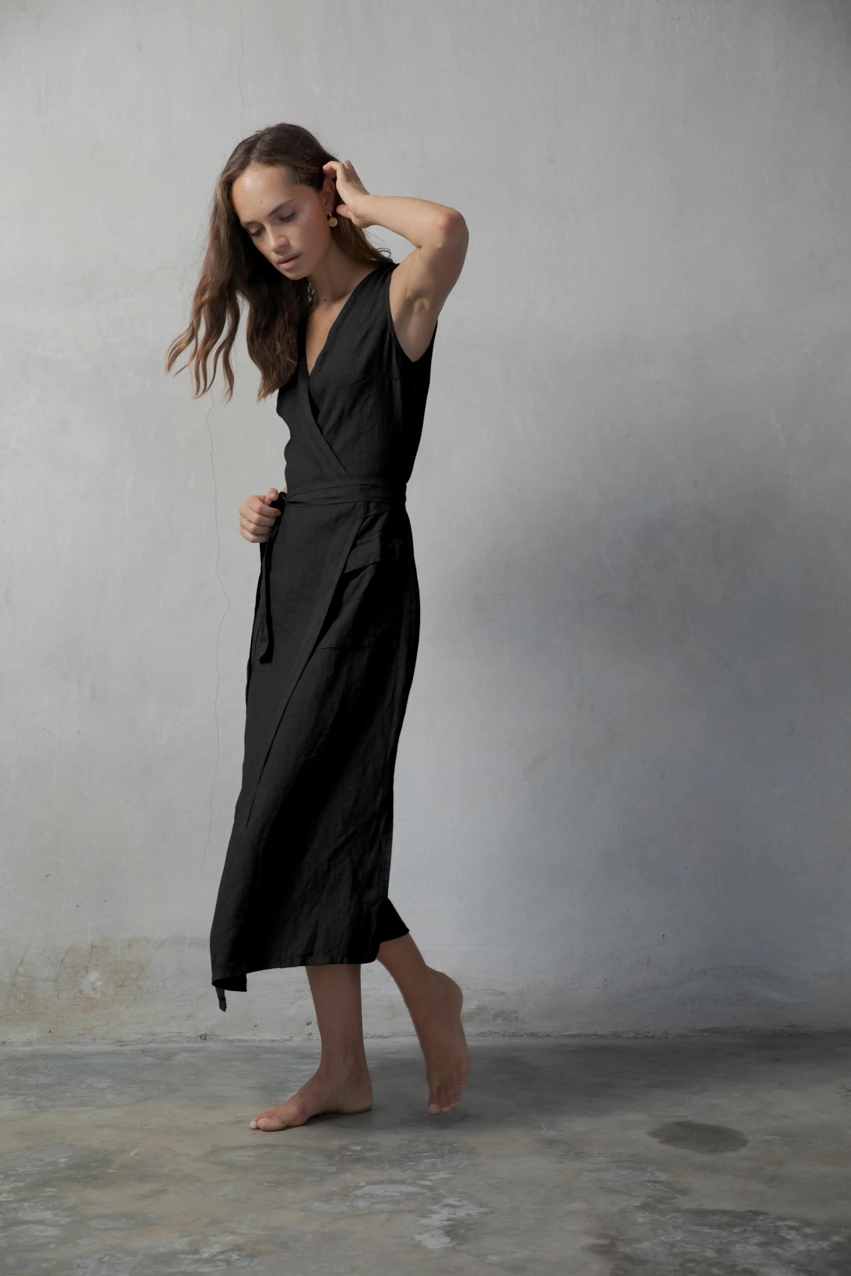 Linen Wrap dress Maxi