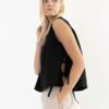 Linen Crew Neck Top with Side Ties black made in South Africa