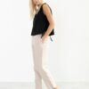 Linen Crew Neck Top with Side Ties black made in South Africa