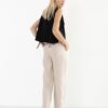 Linen Crew Neck Top with Side Ties black made in South Africa