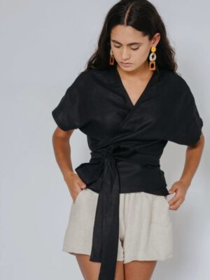 Linen Dolman Sleeve Wrap Top Made in South Africa
