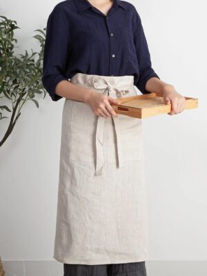The Linen Half Apron midi length