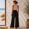 Convertible Pants to Jumpsuit Wrap Pants for all sizes and tall options in black linen made in South Africa