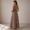 Front and back tie around maxi dress all sizes tall leopard print linen
