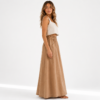 Paperbag Skirt Camel with Pockets Linen made in South Africa