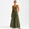 Paperbag Skirt Olive with Pockets Linen made in South Africa