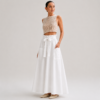 Paperbag Skirt White with Pockets Linen made in South Africa